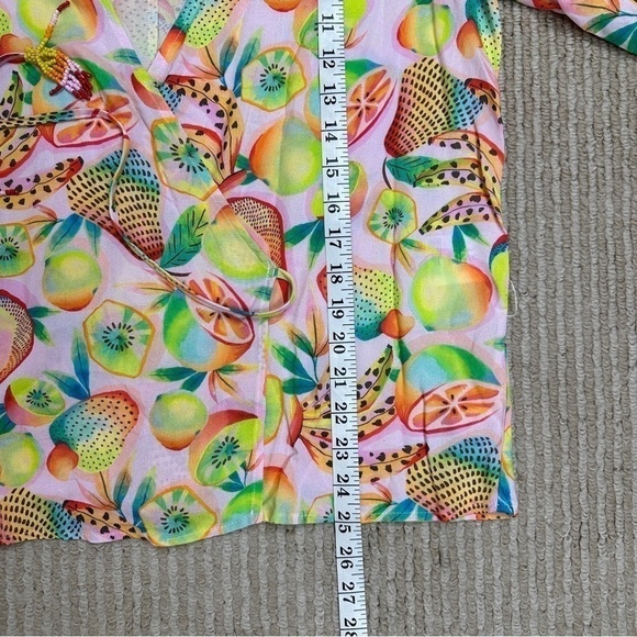 Farm Rio Anthropologie Rainforest Wrap Tropical Fruit Print Top Size Medium - Picture 16 of 16